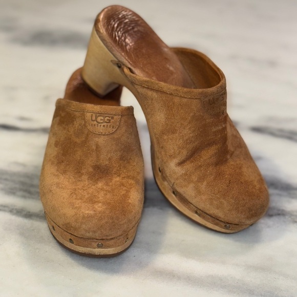 UGG Shoes - UGG Abbie Suede Studded Healed Clogs Mule Size 6